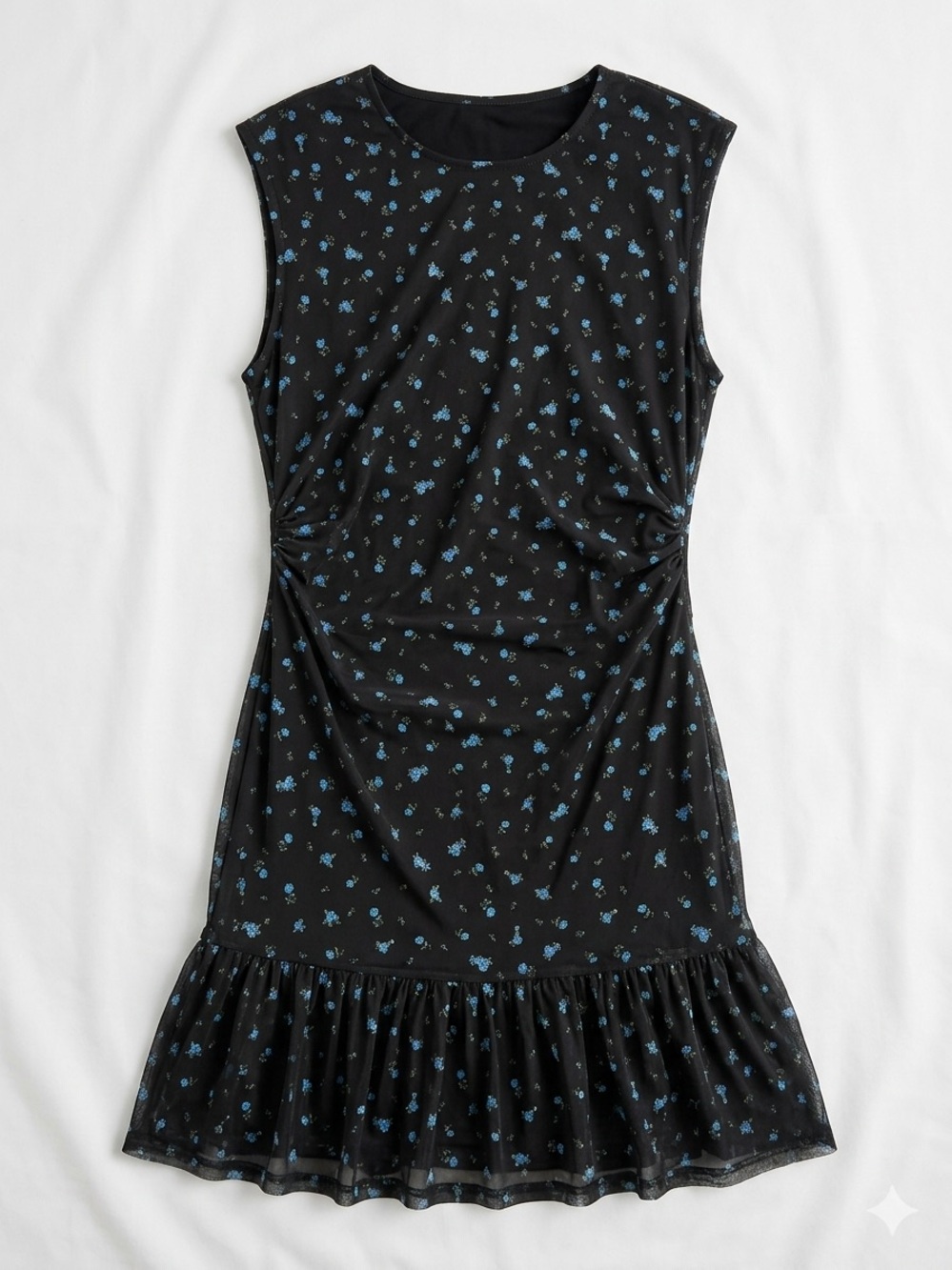No Boundaries Black Dress with Blue Floral Print